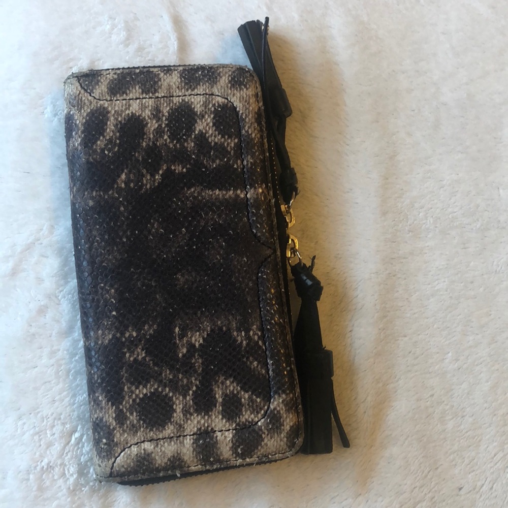 Ports snake Print Leather Zip Around Wallet